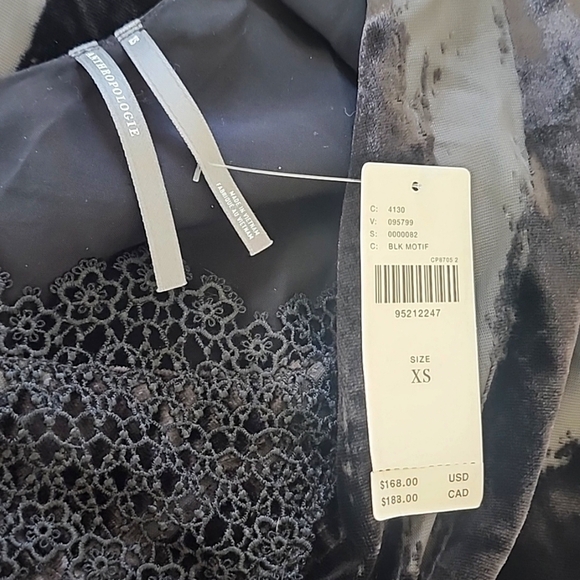NWT Anthropologie Black Cowl Neck Velvet Lacexslip Dress Size XS - Picture 9 of 9